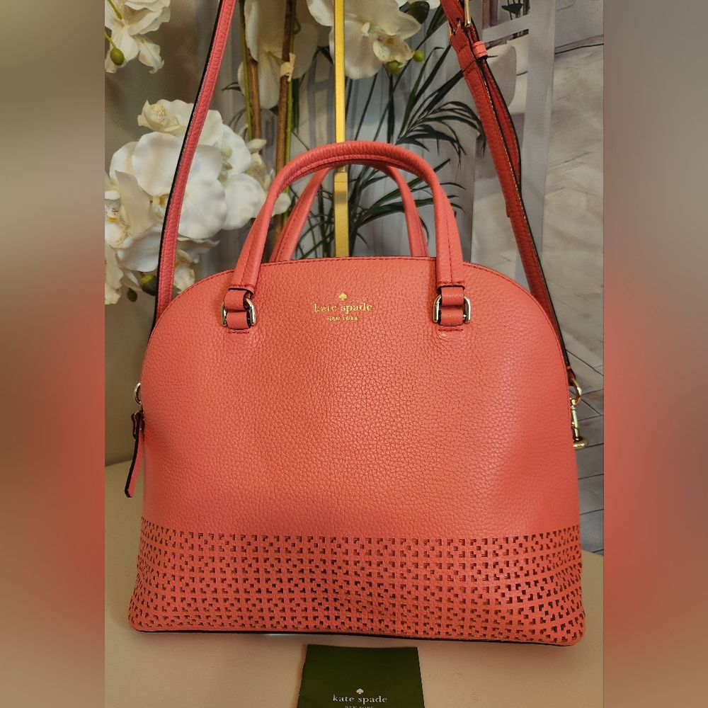 Kate Spade Carli Wakefield Lane 2 Way Done Satchel Crossbody In Coral Orange. - Picture 2 of 16